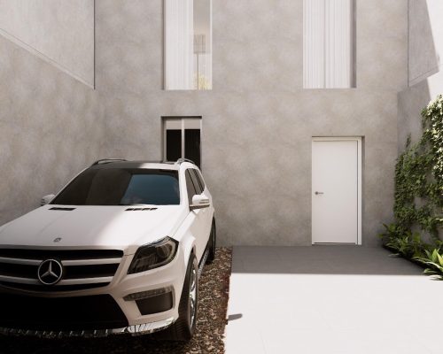 Entrada en vivienda unifamiliar con garaje privado y fachada moderna en zona residencial en Valencia